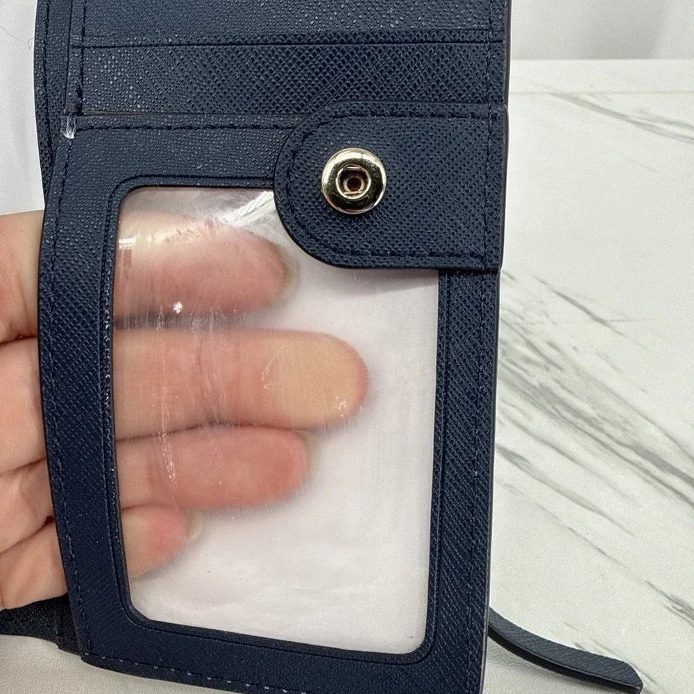 NWT Kate Spade Stacy Large Slim Bi-Fold Wallet Pebble Blue Quiet Luxury Chic